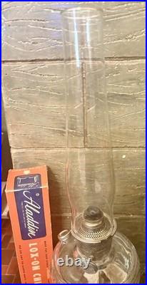 Aladdin Clear Manganese Glass Washington Drape Oil Lamp Model B Many Extras 23