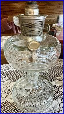 Aladdin Clear Manganese Glass Washington Drape Oil Lamp Model B Many Extras 23