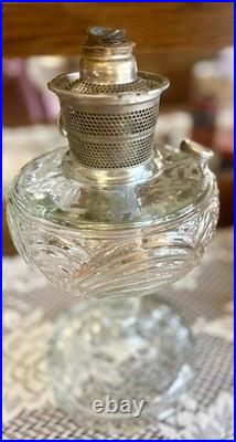 Aladdin Clear Manganese Glass Washington Drape Oil Lamp Model B Many Extras 23
