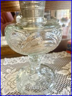 Aladdin Clear Manganese Glass Washington Drape Oil Lamp Model B Many Extras 23