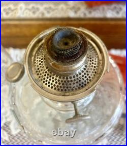 Aladdin Clear Manganese Glass Washington Drape Oil Lamp Model B Many Extras 23