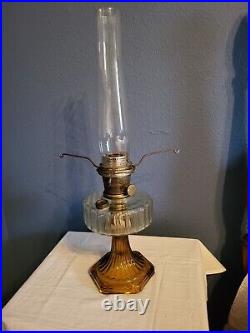 Aladdin Clear Over Amber Oil Lamp NuType Model B, Remarkable Condition