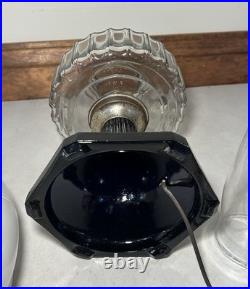 Aladdin Clear Over Black Beta Crystal B-104 Corinthian Oil Lamp 1935-1936 Shade