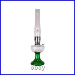 Aladdin Clear Over Emerald Lincoln Drape Oil Lamp Ride Into Sunset Shade, Nickel