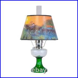 Aladdin Clear Over Emerald Lincoln Drape Table Oil Lamp with Ride Into the