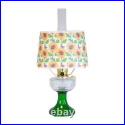 Aladdin Clear Over Emerald Lincoln Drape Table Oil Lamp with Summer Sunflower