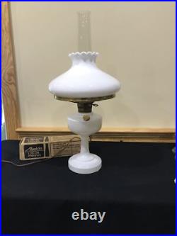 Aladdin Clear Painted White Simplicity Electrified Oil Lamp White Shade 1949-52