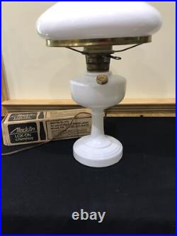 Aladdin Clear Painted White Simplicity Electrified Oil Lamp White Shade 1949-52