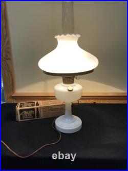 Aladdin Clear Painted White Simplicity Electrified Oil Lamp White Shade 1949-52