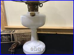Aladdin Clear Painted White Simplicity Electrified Oil Lamp White Shade 1949-52