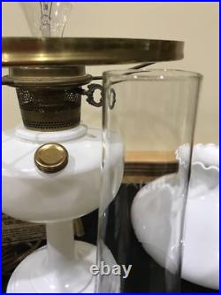 Aladdin Clear Painted White Simplicity Electrified Oil Lamp White Shade 1949-52