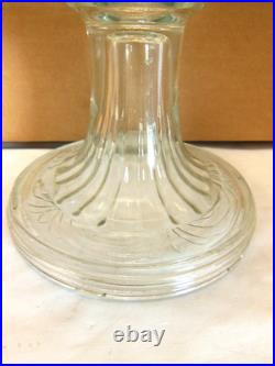 Aladdin Clear Uranium Glass Washington Drape Short Round Base Oil Lamp B Burner