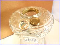 Aladdin Clear Uranium Glass Washington Drape Short Round Base Oil Lamp B Burner