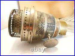 Aladdin Clear Uranium Glass Washington Drape Short Round Base Oil Lamp B Burner