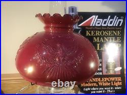 Aladdin Clear Washington Drape Oil Red Iridescent Embossed Eagle Lamp Electric