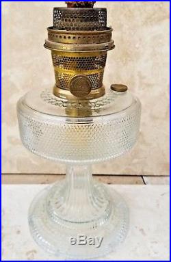 Aladdin Clear glass Colony Mantle Nu Lite Model B kerosene lamp footed Ships Fre