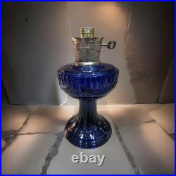 Aladdin Cobalt Blue Lincoln Drape Electric Lamp Base Font Marked New 76 Vintage