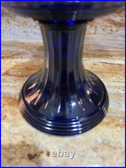 Aladdin Cobalt Blue Lincoln Drape Electric Lamp Base Font Marked New 76 Vintage