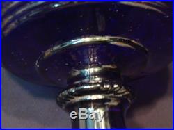Aladdin Cobalt Blue Scallop Foot Tall Lincoln Drape Kerosene Lamp, All Original