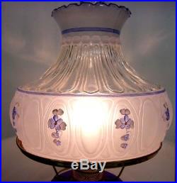 Aladdin Cobalt Blue Short Lincoln Drape Lamp & Crystal Blue Rose Shade & Chimney