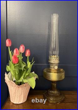 Aladdin Colonial B 106 Amber Beta Crystal Hobnail Kerosene Oil Lamp w Opal Shade