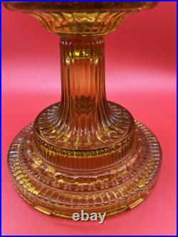 Aladdin Colonial B 106 Amber Beta Crystal Hobnail Kerosene Oil Lamp w Opal Shade
