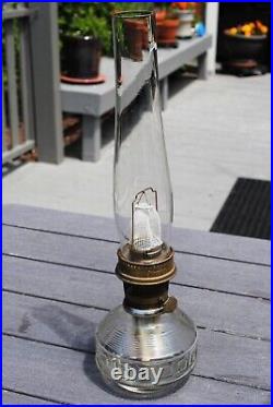 Aladdin Colonial Squares Kerosene Oil Lamp #23 brass burner Lox-On chimney