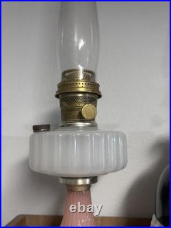 Aladdin Corinthian B-126 WithNEW WICK Rose and white moonstone Lamp oil Kerosene