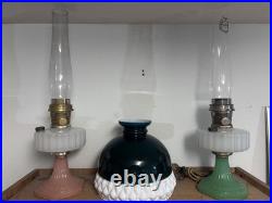 Aladdin Corinthian B-126 WithNEW WICK Rose and white moonstone Lamp oil Kerosene