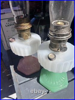 Aladdin Corinthian B-126 WithNEW WICK Rose and white moonstone Lamp oil Kerosene