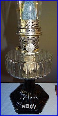 Aladdin Corinthian Black Base Model B Kerosene Oil Lamp Vtg Antique