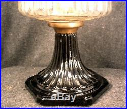 Aladdin Corinthian Clear & Black Amethyst Glass Kerosene Oil Lamp Model B Burner