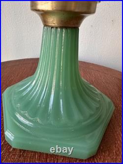 Aladdin Corinthian Jadeite White Milk Glass Kerosene Oil Lamp with Chimney 23