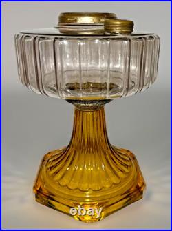 Aladdin Corinthian Kerosene Lamp Clear over Amber Beta Crystal B106 Mfg. 1936
