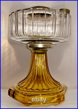 Aladdin Corinthian Kerosene Lamp Clear over Amber Beta Crystal B106 Mfg. 1936