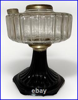 Aladdin Corinthian Kerosene Lamp Clear over Black Beta Crystal B104 Mfg. 1936