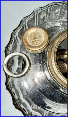 Aladdin Corinthian Kerosene Lamp Clear over Black Beta Crystal B104 Mfg. 1936