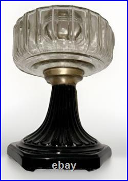 Aladdin Corinthian Kerosene Lamp Clear over Black Beta Crystal B104 Mfg. 1936