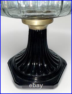 Aladdin Corinthian Kerosene Lamp Clear over Black Beta Crystal B104 Mfg. 1936