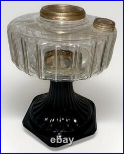 Aladdin Corinthian Kerosene Lamp Clear over Black Beta Crystal B104 Mfg. 1936