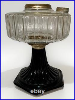Aladdin Corinthian Kerosene Lamp Clear over Black Beta Crystal B104 Mfg. 1936