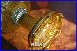 Aladdin Corinthian Kerosene Oil Lamp Amber Moonstone With Nu-Type Model B Burner