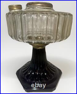 Aladdin Corinthian Kerosene Oil Lamp B104 Clear over Black Beta Crystal Mfg 1936