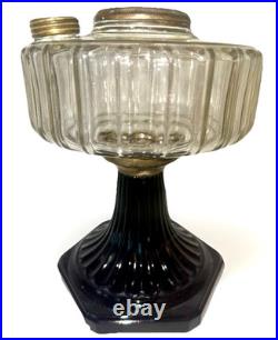 Aladdin Corinthian Kerosene Oil Lamp B104 Clear over Black Beta Crystal Mfg 1936