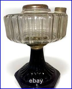 Aladdin Corinthian Kerosene Oil Lamp B104 Clear over Black Beta Crystal Mfg 1936