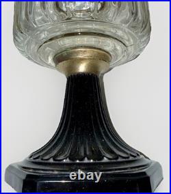 Aladdin Corinthian Kerosene Oil Lamp B104 Clear over Black Beta Crystal Mfg 1936