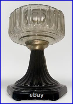 Aladdin Corinthian Kerosene Oil Lamp B104 Clear over Black Beta Crystal Mfg 1936
