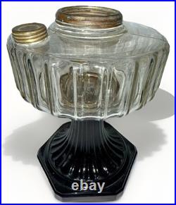 Aladdin Corinthian Kerosene Oil Lamp B104 Clear over Black Beta Crystal Mfg 1936