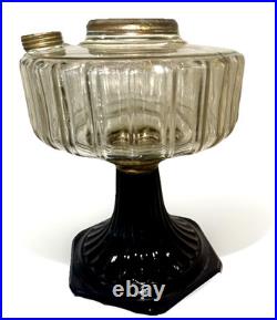 Aladdin Corinthian Kerosene Oil Lamp B104 Clear over Black Beta Crystal Mfg 1936