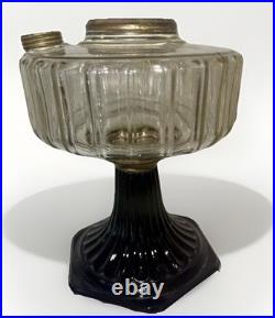 Aladdin Corinthian Kerosene Oil Lamp B104 Clear over Black Beta Crystal Mfg 1936
